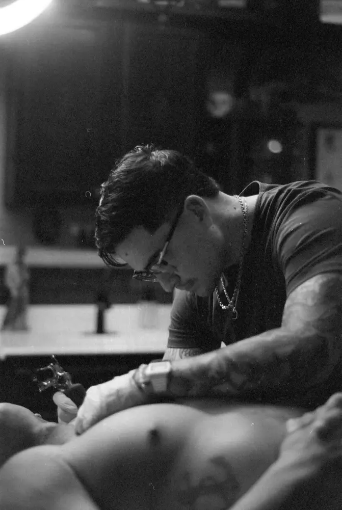 Roger working on a client